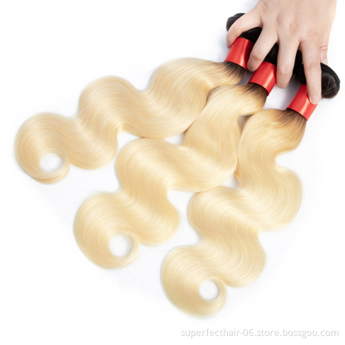 Wholesale 100% Brazilian Virgin Real Remy Hair Extension  Color 1B/613 body wave Human Hair  Bundles